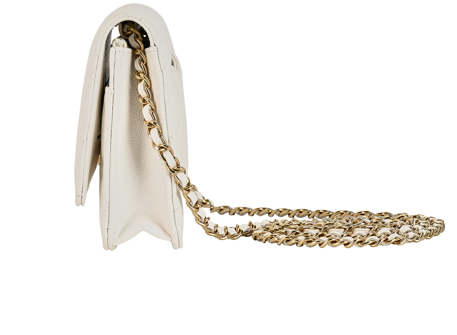 Classic Wallet On Chain, &pound;1,850, Handbags, White, Caviar Leather, Bottom view
